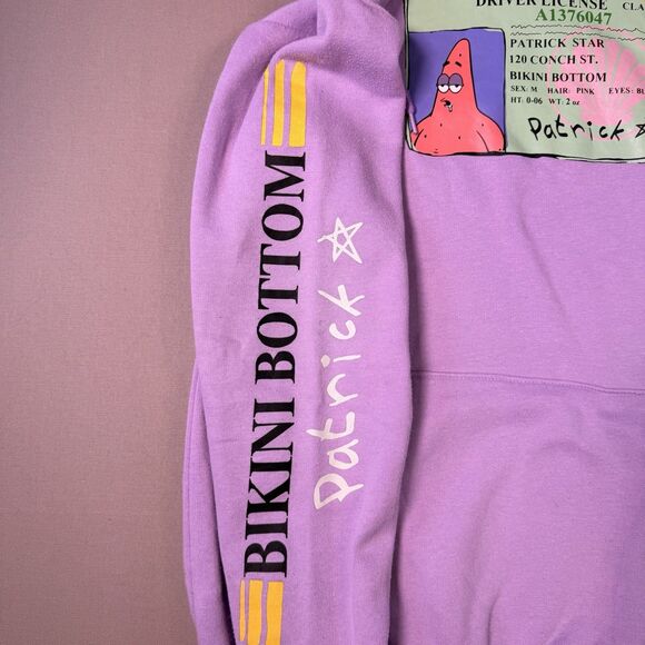 Spongebob Squarepants Patrick Star Hoodie Black Bikini Bottom Drivers License S - Picture 3 of 7